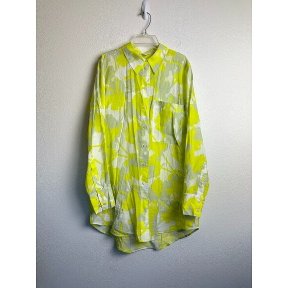 COS Women's Lilith Floral Button Down Shirt Tunic Yellow White Collared Size 6 - Picture 1 of 8